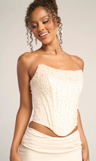 Portia and Scarlett PS26007 - Pearl Encrusted Corset Sheath Dress - view 9