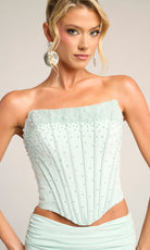 Portia and Scarlett PS26007 - Pearl Encrusted Corset Sheath Dress - view 6