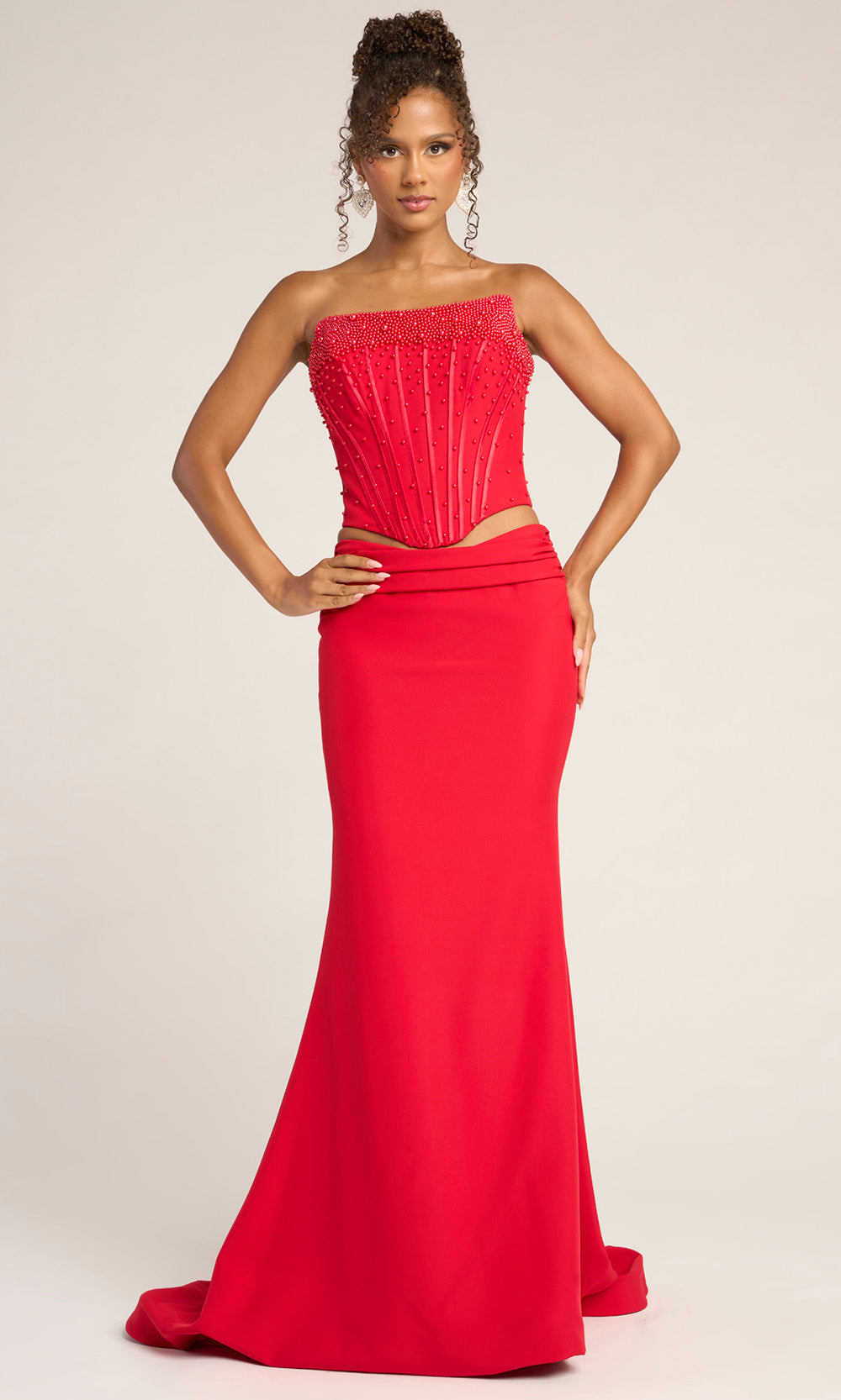 Portia and Scarlett PS26007 - Pearl Encrusted Corset Sheath Dress - view 14