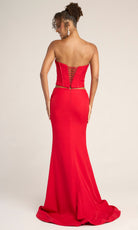 Portia and Scarlett PS26007 - Pearl Encrusted Corset Sheath Dress - back view