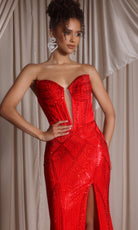 Portia and Scarlett PS26013 - Beaded Strapless Sheath Long Dress - view 8