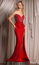 Portia and Scarlett PS26016 - Illusion Plunge Beaded Prom Dress - back view