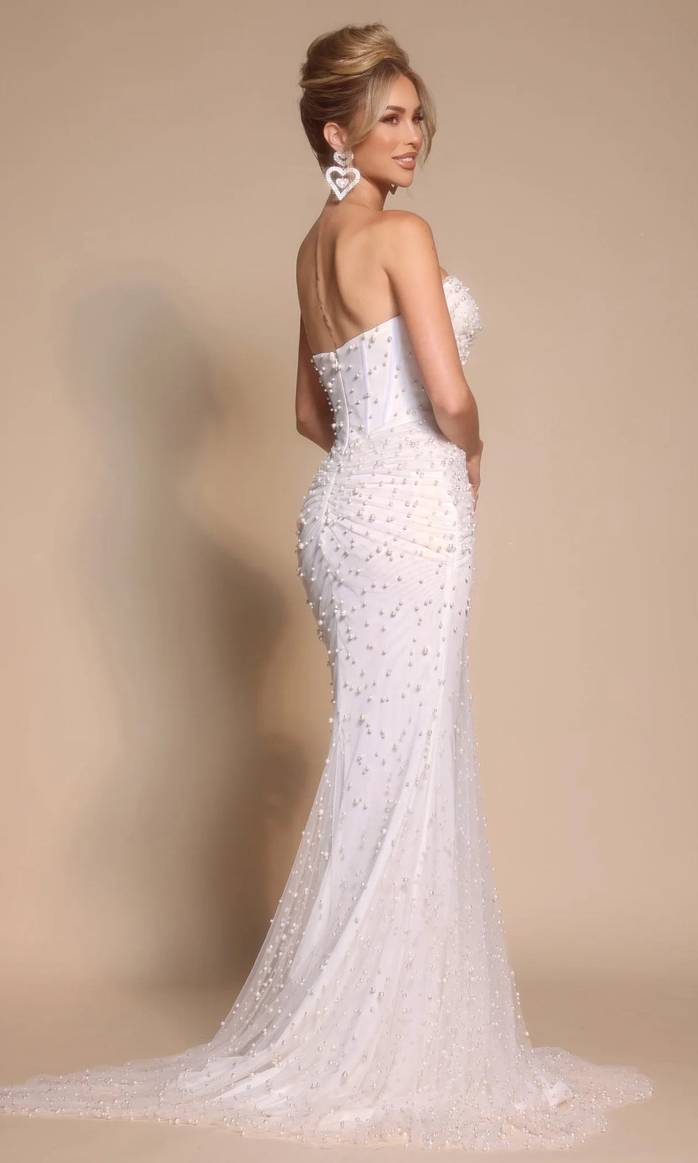 Portia and Scarlett PS26022 - Pearl Beaded Keyhole Ruched Dress - view 6
