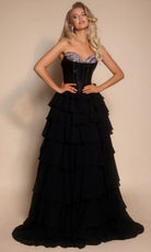 Portia and Scarlett PS26024 - Velvet Corset Bodice Tiered Dress - designer prom dress at Silhouette Dresses