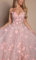 Portia and Scarlett PS26027 - 3D Floral A-Line Prom Dress - back view