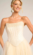 Portia and Scarlett PS26034 - Pearl Embellished Corset Tulle Gown - view 5