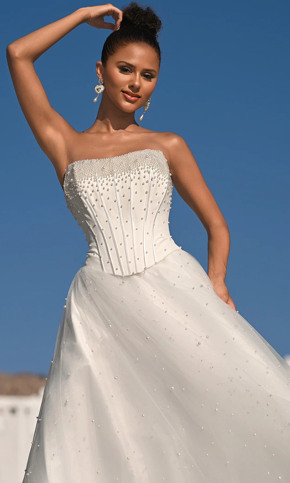 Portia and Scarlett PS26034 - Pearl Embellished Corset Tulle Gown - view 11
