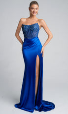 Portia and Scarlett PS26041 - Jeweled Corset Scoop Prom Dress - designer pageant gown at Silhouette Dresses