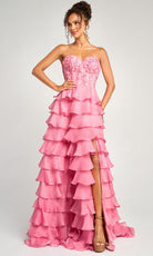 Portia and Scarlett PS26048 - Tiered Ruffle Sweetheart Gown With Slit - view 4