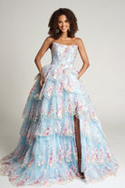 Portia and Scarlett PS26051 - Scoop Neck Floral Tiered Ballgown - view 7