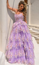 Portia and Scarlett PS26051 - Scoop Neck Floral Tiered Ballgown - detail view