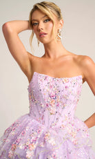 Portia and Scarlett PS26051 - Scoop Neck Floral Tiered Ballgown - view 5