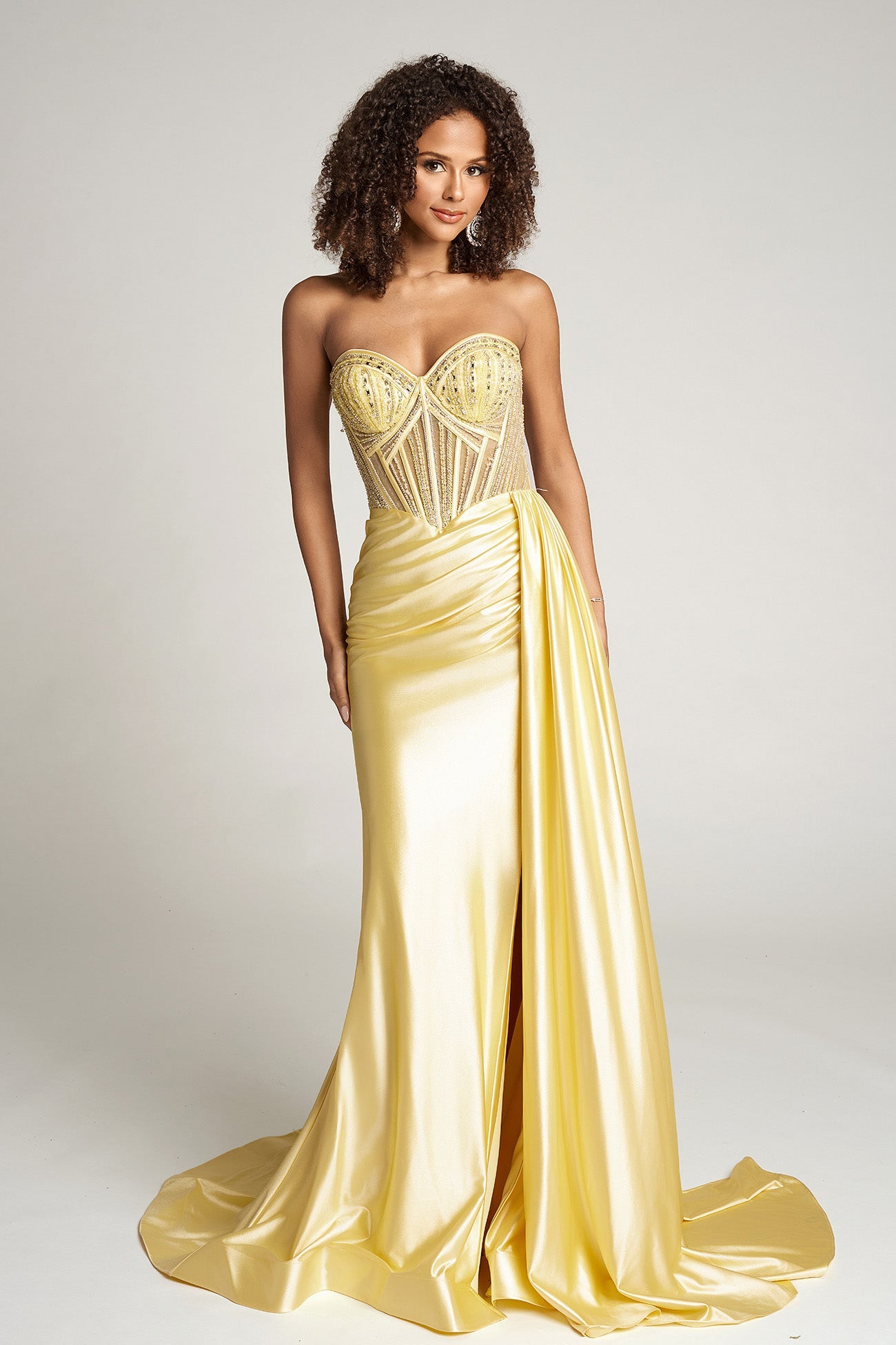 Portia and Scarlett PS26056 - Draped Beaded Corset Gown - view 5