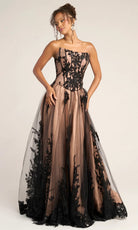 Portia and Scarlett PS26061 - Floral Lace Corset A-Line Prom Dress - designer prom dress at Silhouette Dresses