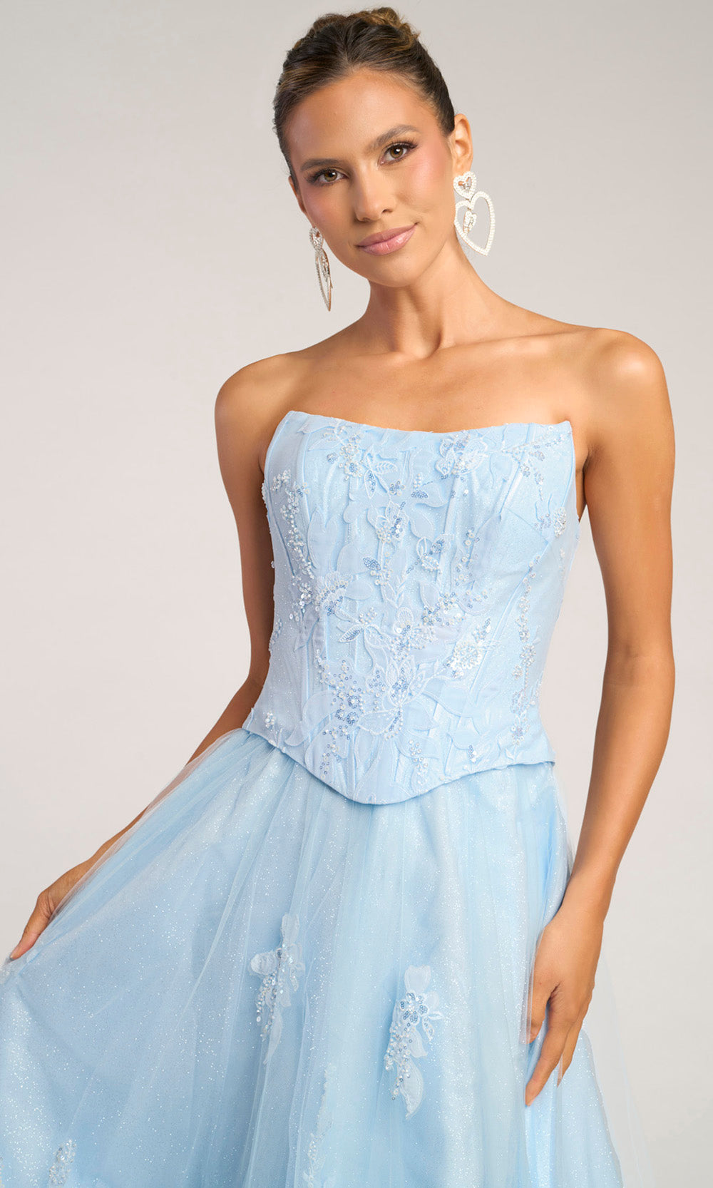 Portia and Scarlett PS26061 - Floral Lace Corset A-Line Prom Dress - view 6