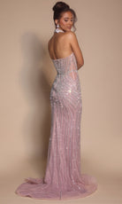 Portia and Scarlett PS26064 - Strapless Slit Gown With Linear Beading - view 9