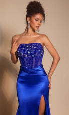 Portia and Scarlett PS26073 - Ruched Waist Straight Across Prom Gown - view 5