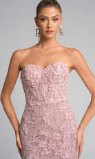 Portia and Scarlett PS26074 - Embroidered Floral Side Slit Gown - view 4