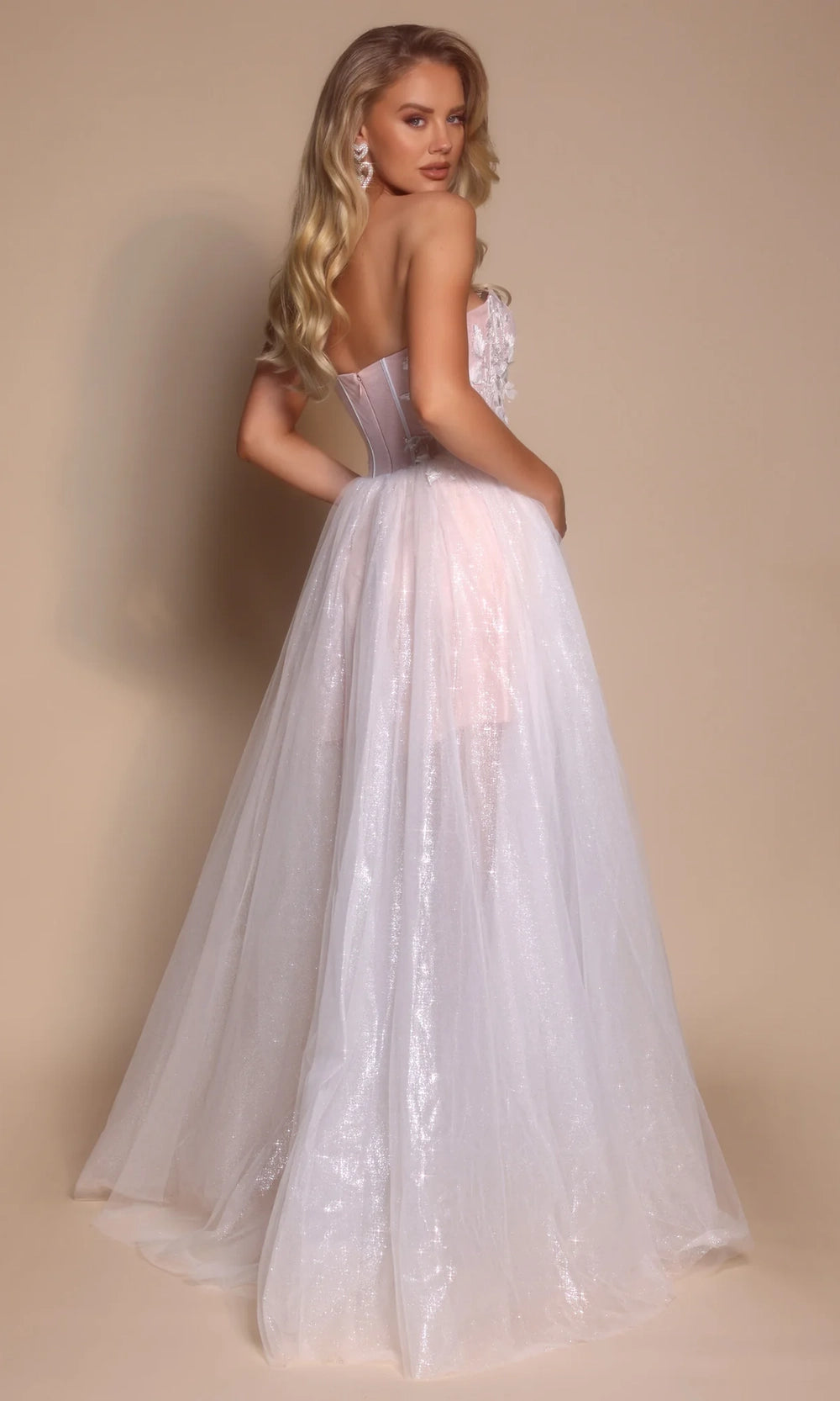 Portia and Scarlett PS26078 - Corset A-Line Dress With Embroidery - back view