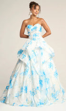 Portia and Scarlett PS26083 - Sweetheart Neckline Floral Ballgown - back view