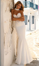 Portia and Scarlett PS26086 - Lace Corset Mermaid Prom Gown - detail view