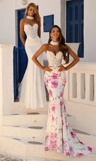 Portia and Scarlett PS26299 - Lace Corset Floral Mermaid Gown - detail view