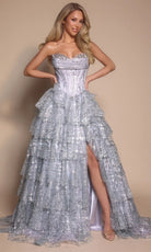 Portia and Scarlett PS26099 - Strapless Shimmer Gown With Ruffles - view 5