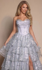 Portia and Scarlett PS26099 - Strapless Shimmer Gown With Ruffles - detail view