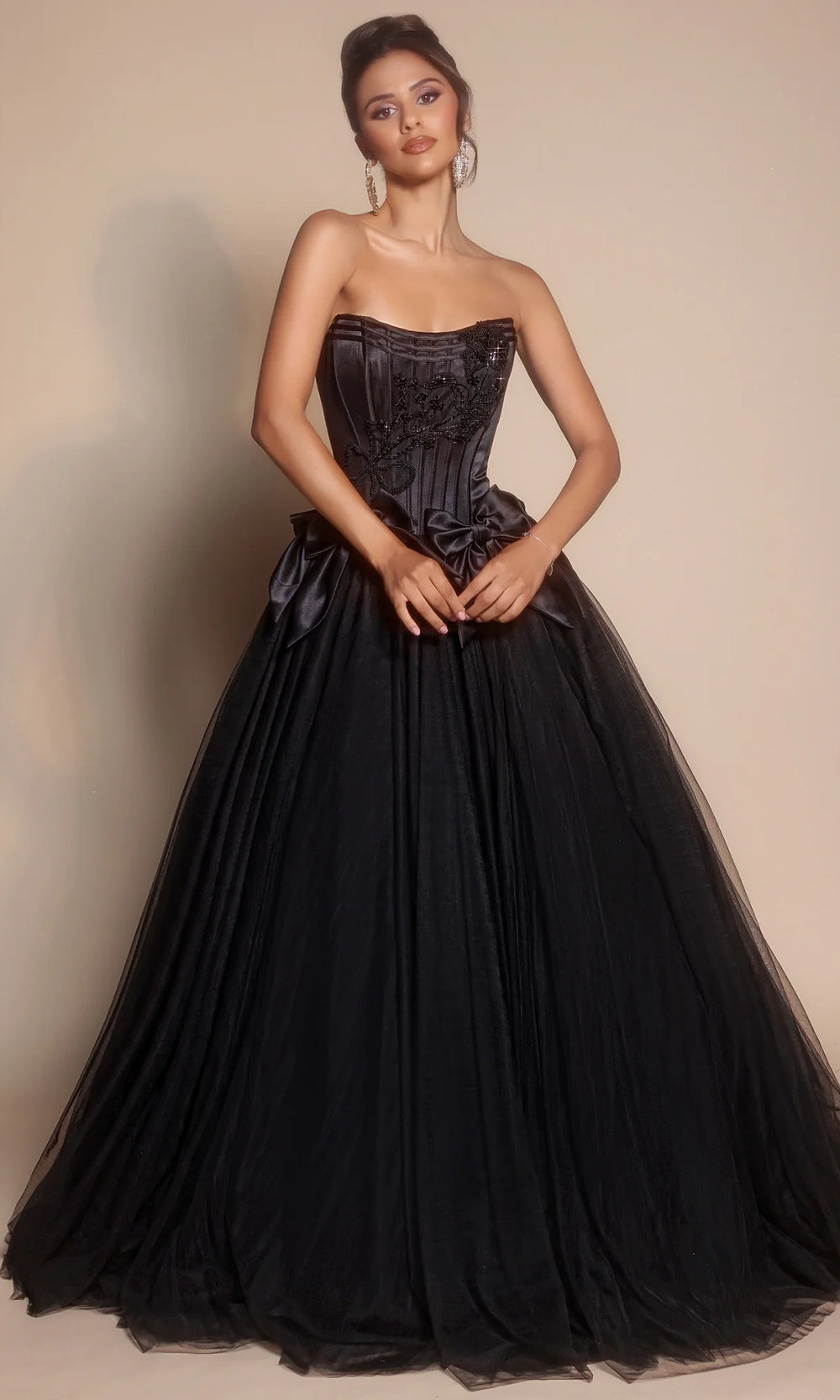 Portia and Scarlett PS26102 - Beaded Applique Scoop Corset Ballgown - designer ball gown at Silhouette Dresses