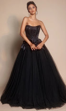 Portia and Scarlett PS26102 - Beaded Applique Scoop Corset Ballgown - designer ball gown at Silhouette Dresses