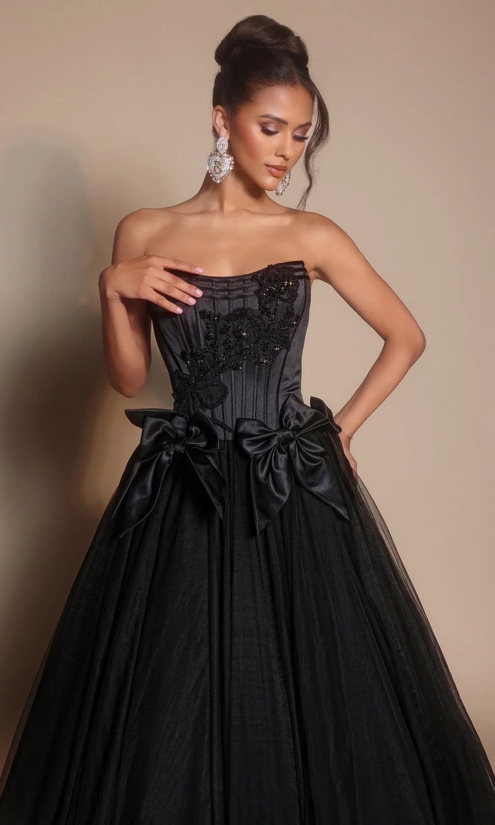 Portia and Scarlett PS26102 - Beaded Applique Scoop Corset Ballgown - back view