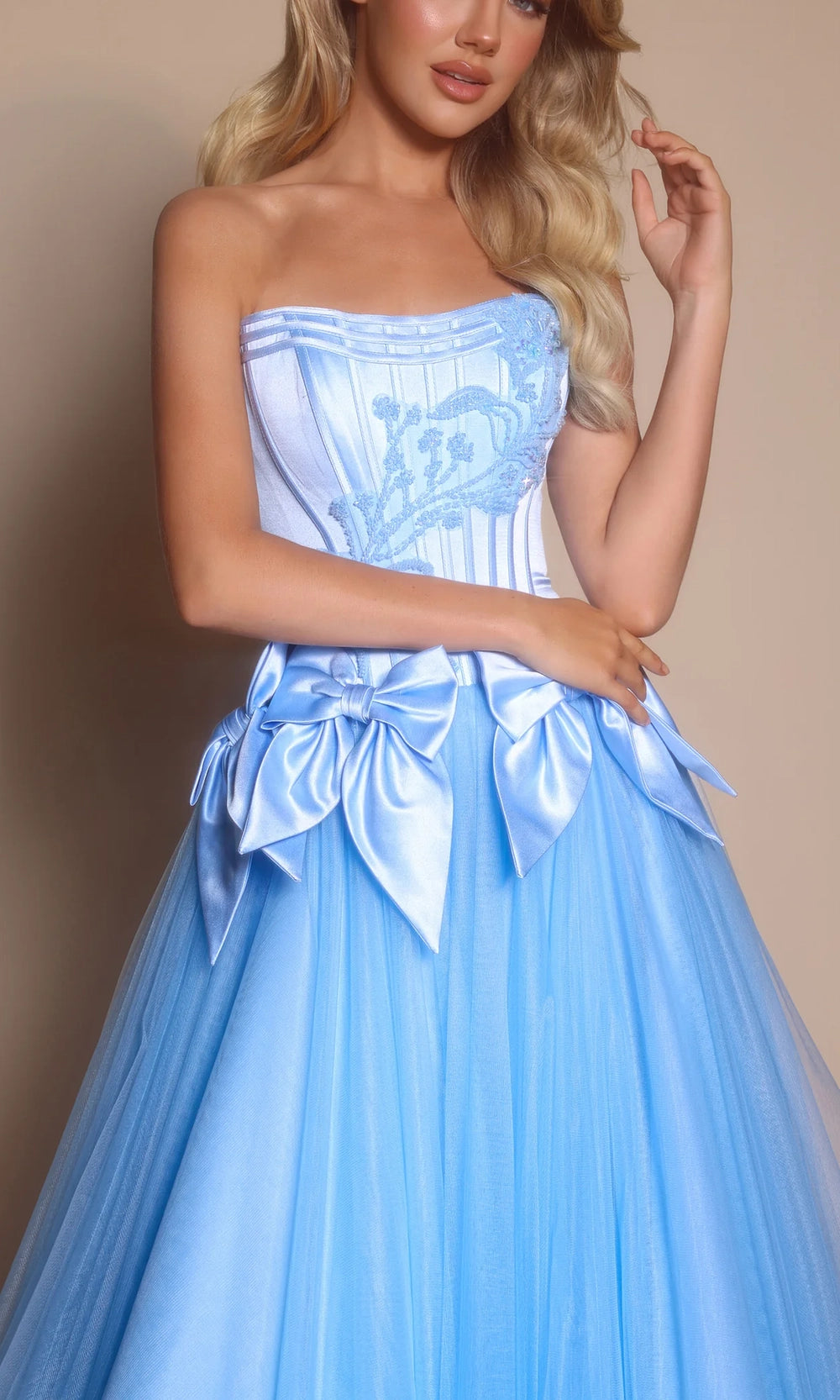Portia and Scarlett PS26102 - Beaded Applique Scoop Corset Ballgown - view 4