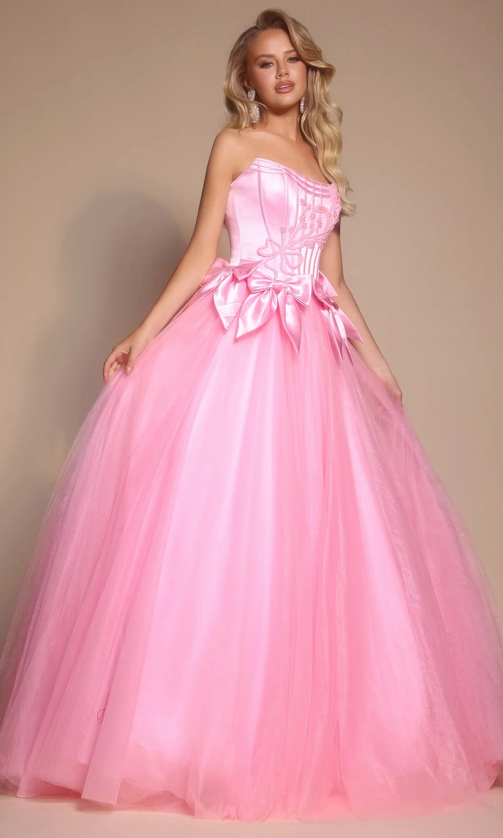 Portia and Scarlett PS26102 - Beaded Applique Scoop Corset Ballgown - view 5