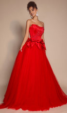 Portia and Scarlett PS26102 - Beaded Applique Scoop Corset Ballgown - view 10