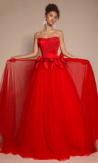 Portia and Scarlett PS26102 - Beaded Applique Scoop Corset Ballgown - view 8
