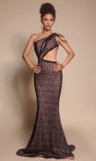 Portia and Scarlett PS26115 - One Shoulder Beaded Cutout Dress - designer formal gown at Silhouette Dresses