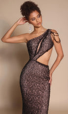 Portia and Scarlett PS26115 - One Shoulder Beaded Cutout Dress - back view