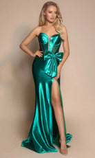 Portia and Scarlett PS26136 - Corset Strapless Gown With Bow - detail view