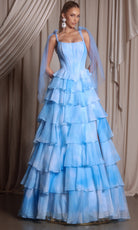 Portia and Scarlett PS26143 - Tiered Ruffle Off Shoulder Gown - designer prom dress at Silhouette Dresses