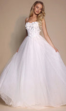 Portia and Scarlett PS26146 - Floral Applique Spaghetti Strap Gown - detail view