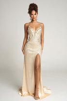 Portia and Scarlett PS26147 - Long Sheer Sides Plunging V-Neck Gown - back view