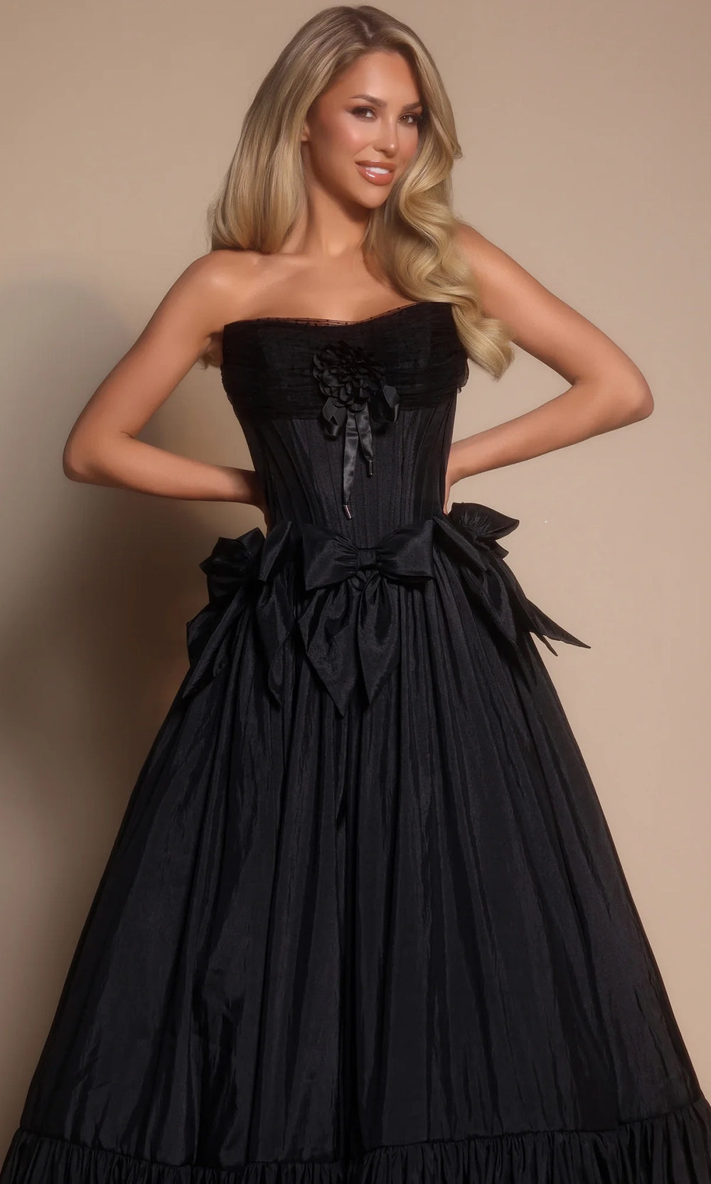 Portia and Scarlett PS26148 - Tiered Hem Scoop Neck Ballgown - detail view