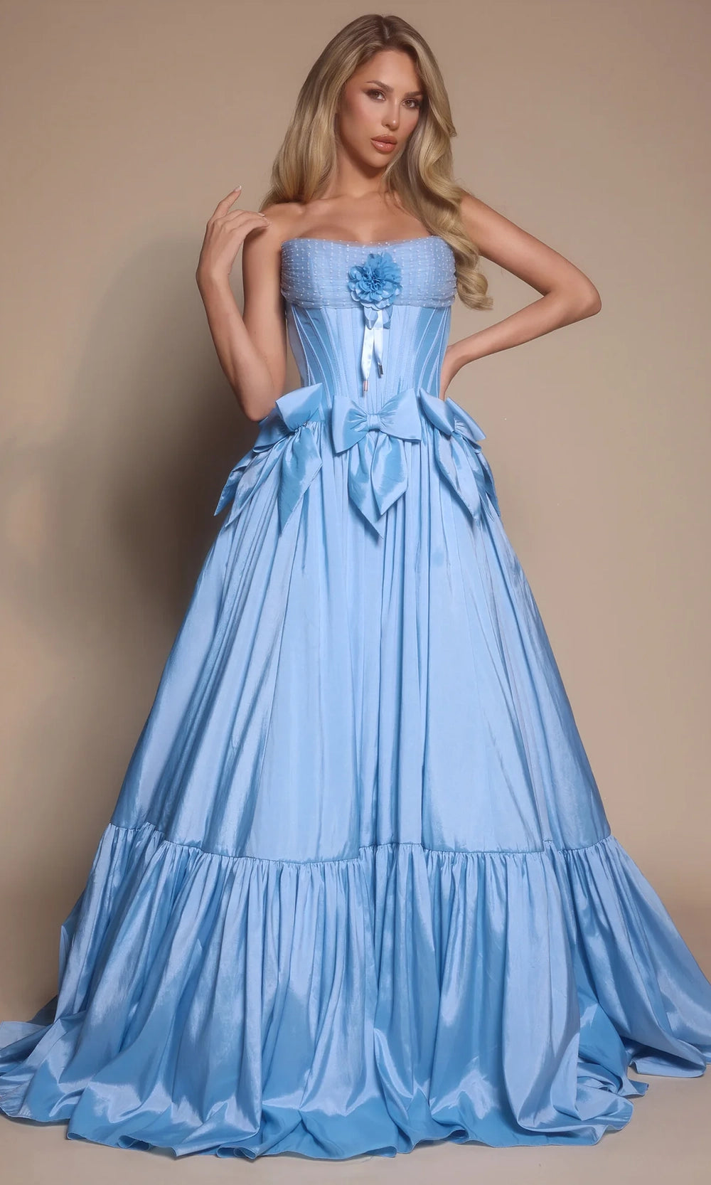 Portia and Scarlett PS26148 - Tiered Hem Scoop Neck Ballgown - view 5