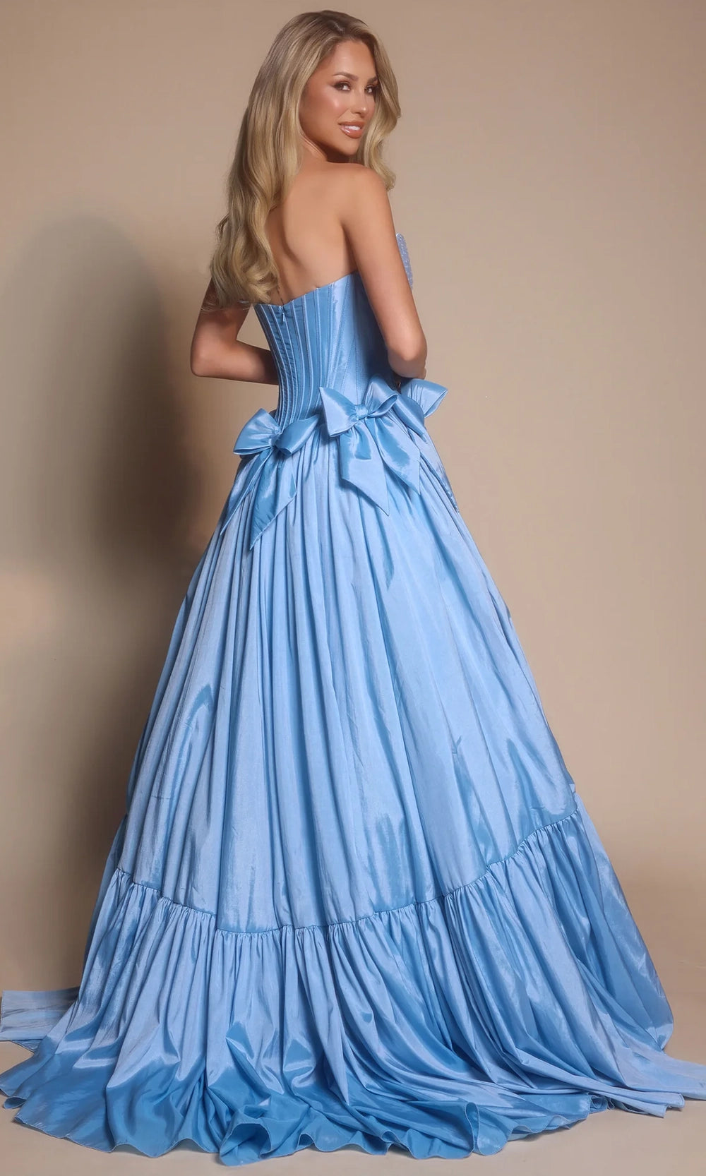 Portia and Scarlett PS26148 - Tiered Hem Scoop Neck Ballgown - view 6