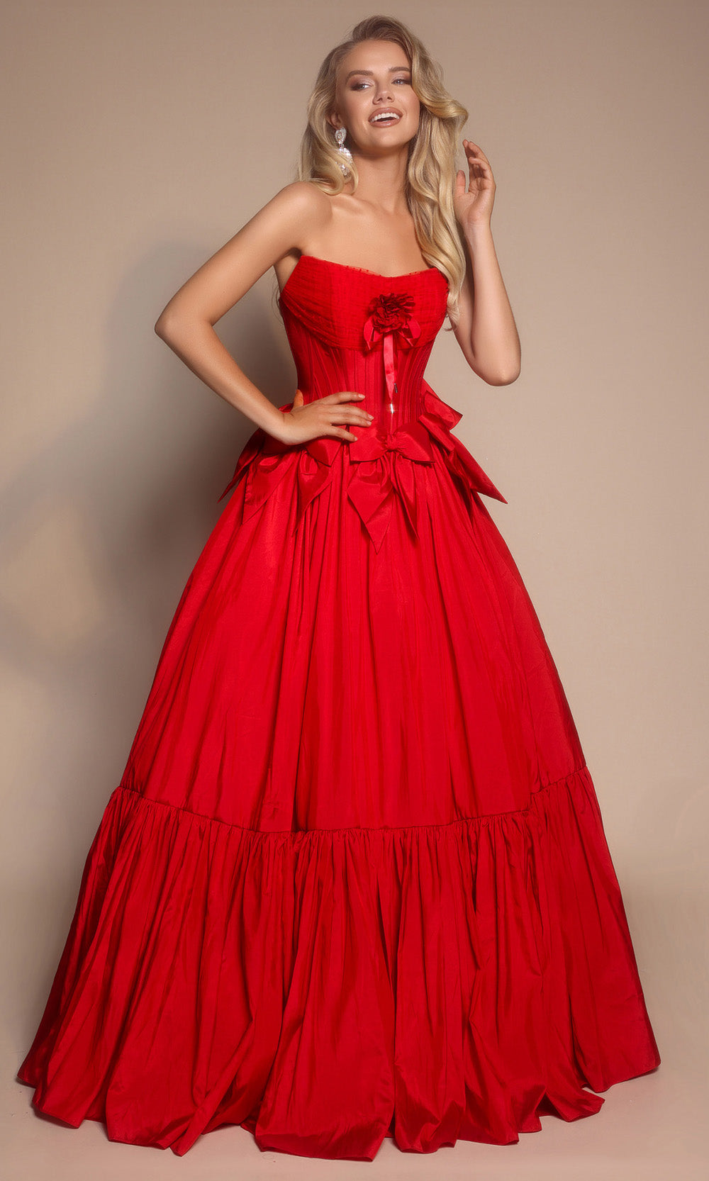 Portia and Scarlett PS26148 - Tiered Hem Scoop Neck Ballgown - view 11
