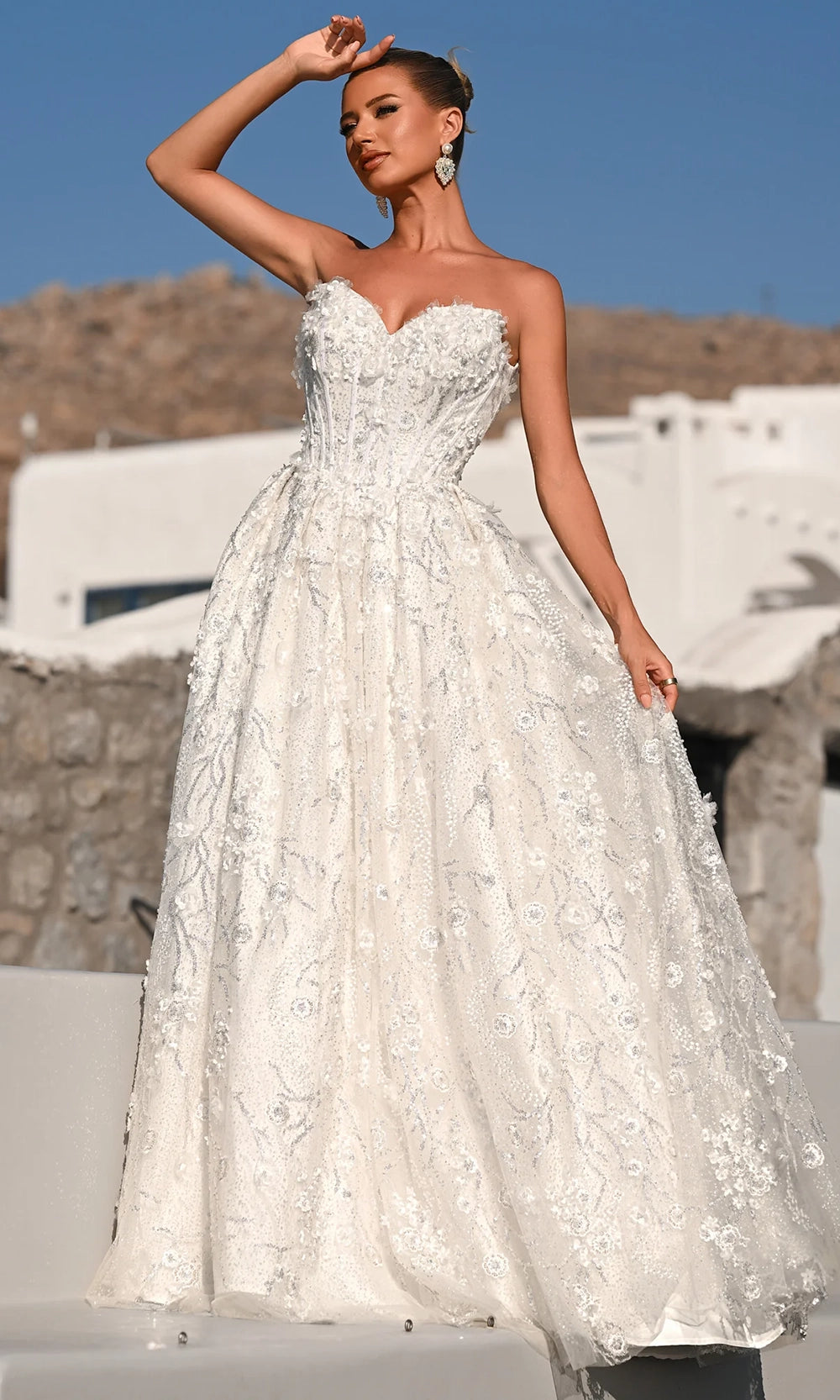 Portia and Scarlett PS26149 - Floral Embellished Pleated Ballgown - view 4