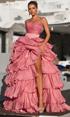 Portia and Scarlett PS26155 - Sleeveless Ruffle Gown With Corset Waist - detail view