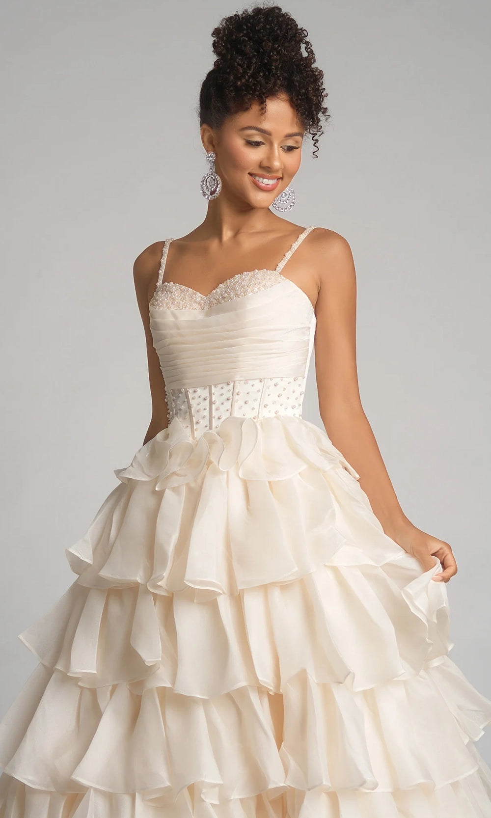 Portia and Scarlett PS26155 - Sleeveless Ruffle Gown With Corset Waist - back view