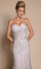 Portia and Scarlett PS26156 - Beaded Detail Sheer Corset Prom Gown - back view