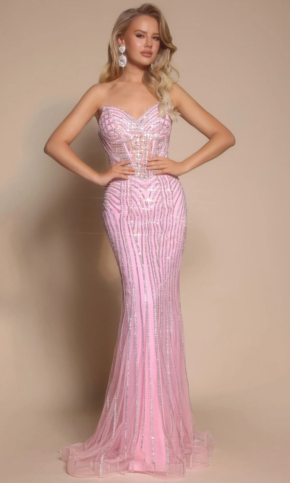 Portia and Scarlett PS26156 - Beaded Detail Sheer Corset Prom Gown - view 4